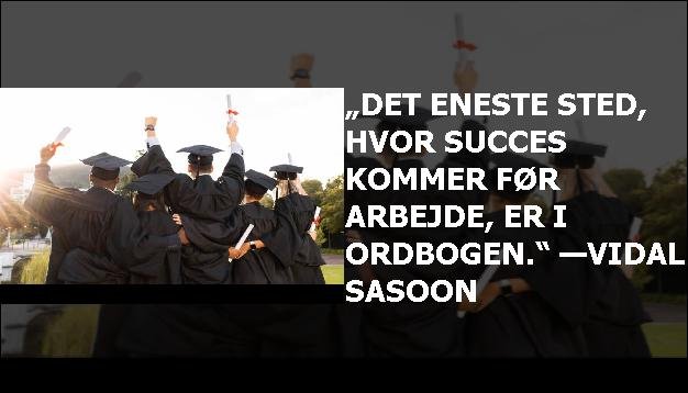 „Det eneste sted, hvor succes kommer før arbejde, er i ordbogen.“ —Vidal Sasoon