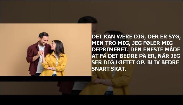 Det kan være dig, der er syg, men tro mig, jeg føler mig deprimeret. Den eneste måde at få det bedre på er, når jeg ser dig løftet op. Bliv bedre snart skat.