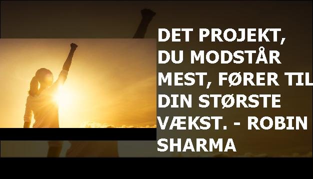 Det projekt, du modstår mest, fører til din største vækst. - Robin Sharma