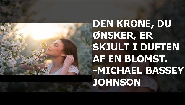 Den krone, du ønsker, er skjult i duften af en blomst. -Michael Bassey Johnson