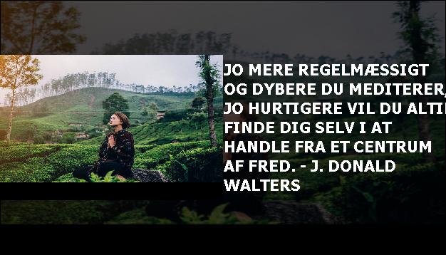 Jo mere regelmæssigt og dybere du mediterer, jo hurtigere vil du altid finde dig selv i at handle fra et centrum af fred. - J. Donald Walters